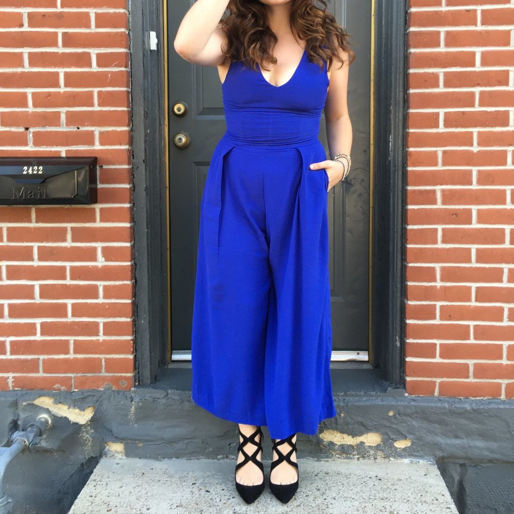 Blue Cutout Jumpsuit w/ Pockets